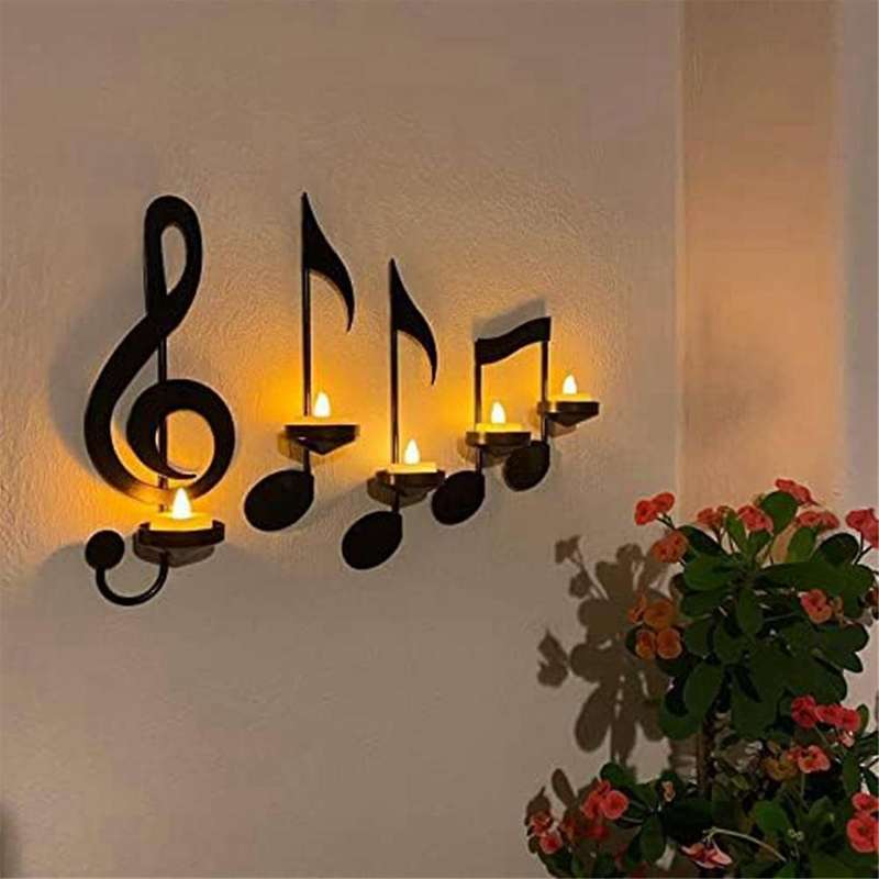 Music Note Wall Sconce Metal Wall Sconce Candle Holder Wall Mount Tea Light Candle Holders Musical S
