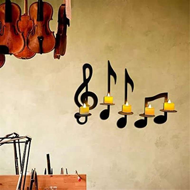 Music Note Wall Sconce Metal Wall Sconce Candle Holder Wall Mount Tea Light Candle Holders Musical S