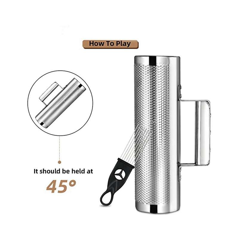 Musical Instrument Stainless Steel 30.48x10.16cm Percussion Instrument with Scraper Metal Shaker Cu