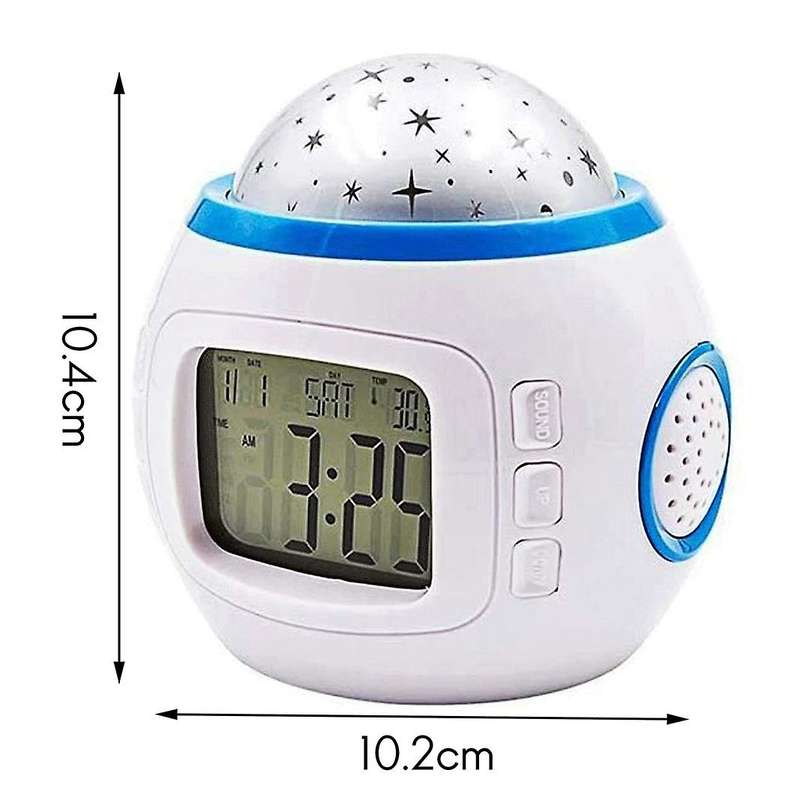 Music Star Projector Clock 10 Melodies Decorative Lamp Clock Night Light Sleep Aid for Baby Children