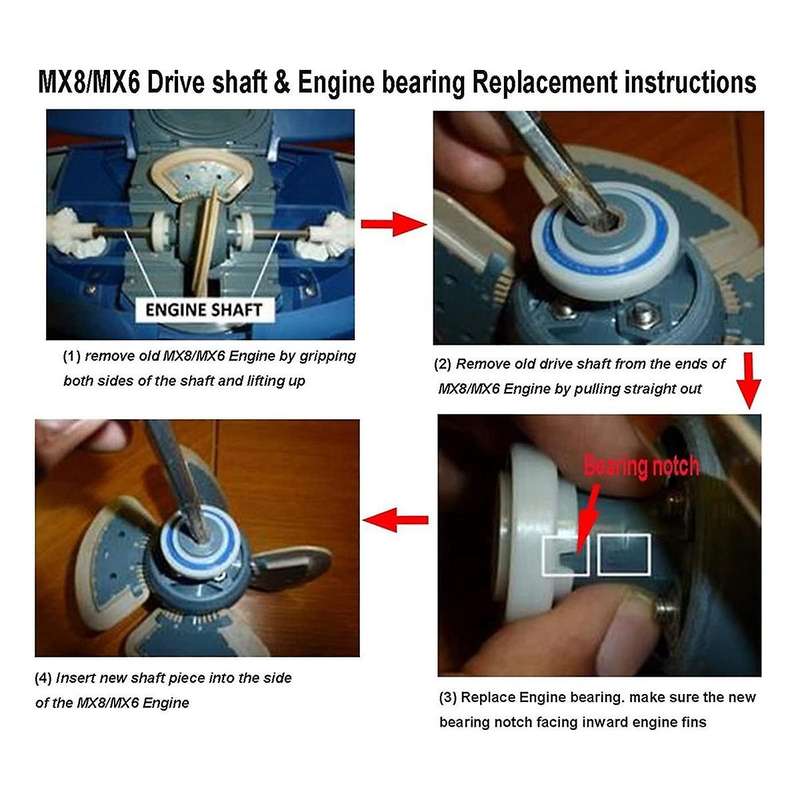MX6 MX8 MX6EL MX8EL Elite Pool Cleaner Tune-Up Kit with Drive Shaft Assembly R0525100 and Engine Whe