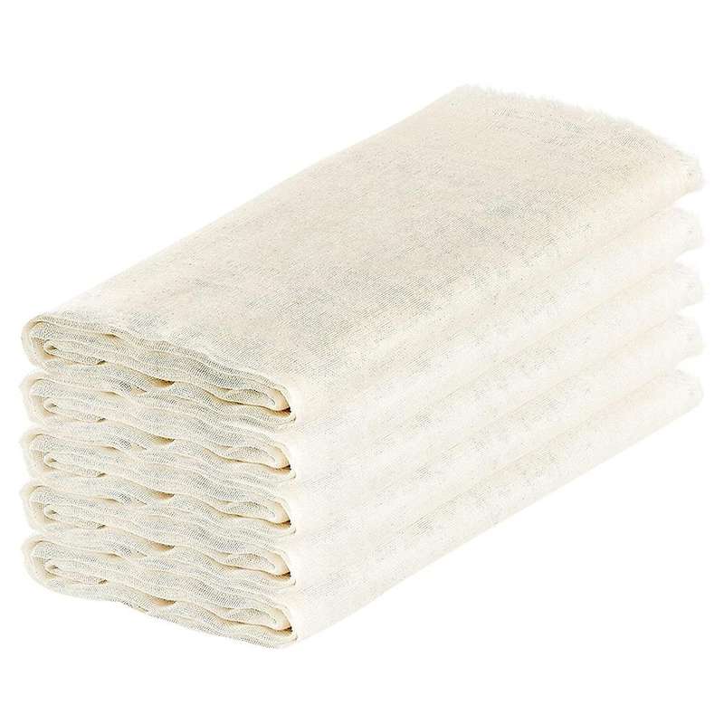 Muslin Cloths Compatible Cooking, Pack of 5 (50X50CM), Unbleached, Cotton Reusable and Washable Chee