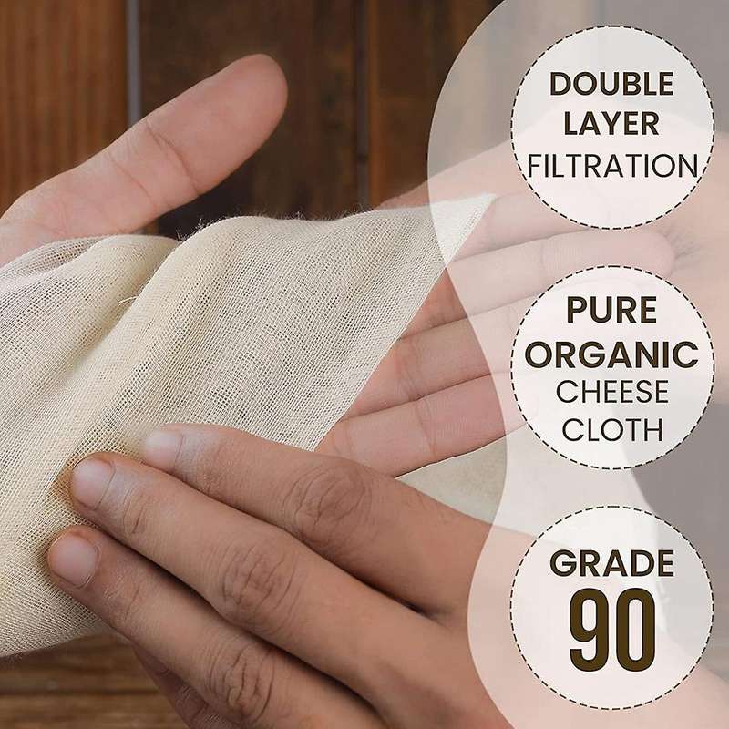 Muslin Cloths Compatible Cooking, Pack of 5 (50X50CM), Unbleached, Cotton Reusable and Washable Chee