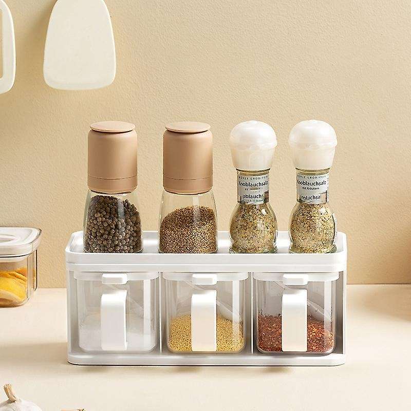 Muti-Function Transparent Seasoning Box Rack Storage Container Seasoning Jars Spice Pantry Kitchen U