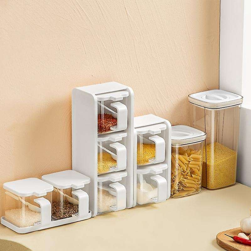 Muti-Function Transparent Seasoning Box Rack Storage Container Seasoning Jars Spice Pantry Kitchen U