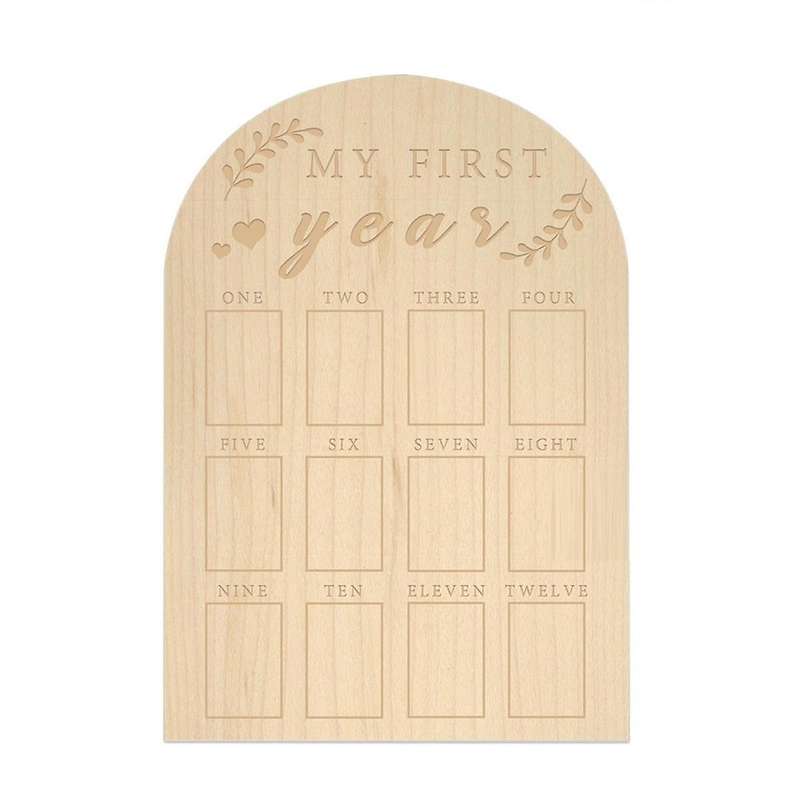 My First Year Photo Display Wood Board Baby'S First Year Photo Frame Milestone Board 12 Months Baby