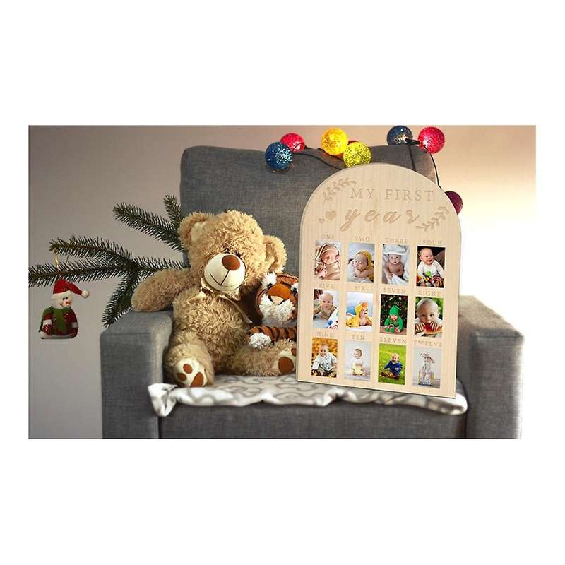 My First Year Photo Display Wood Board Baby'S First Year Photo Frame Milestone Board 12 Months Baby