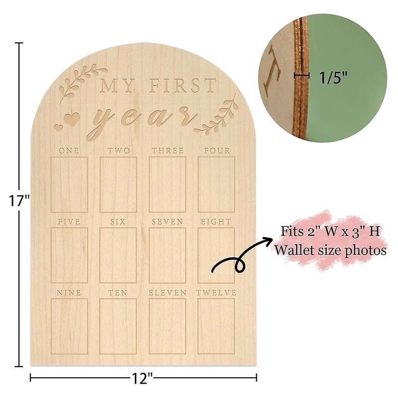 My First Year Photo Display Wood Board Baby'S First Year Photo Frame Milestone Board 12 Months Baby