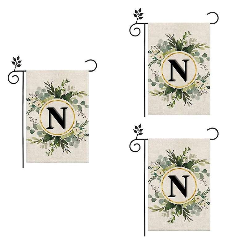 N Linen Garden Flag Double Layer Double Sided Letters Holiday Outdoor Flag Yard Decoration Flag