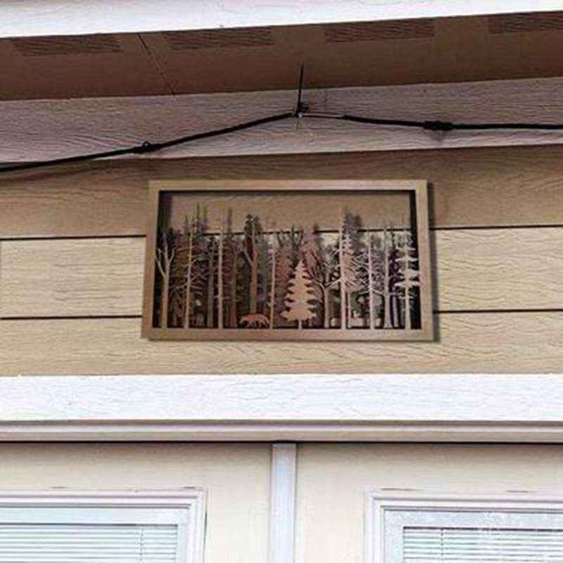 Mysterious Forest Landscape Wood Art Decoration, Wood Carving Wall Decoration, Tree Natural Wood Wal