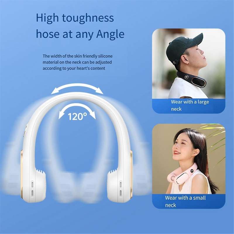 N23 2400mAh Neck Hanging Fan USB Charging Portable Office Leafless Neck Hanging Mini Fan Cooling