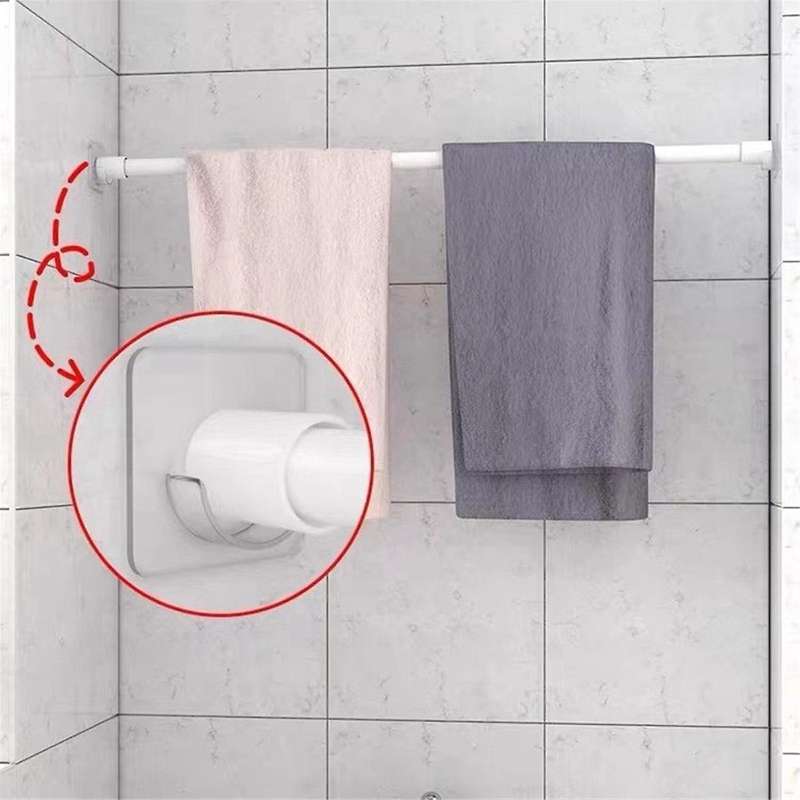 Nail-Free Pole Bracket Shower Holders Retainers Mounts Racks Home Transparent