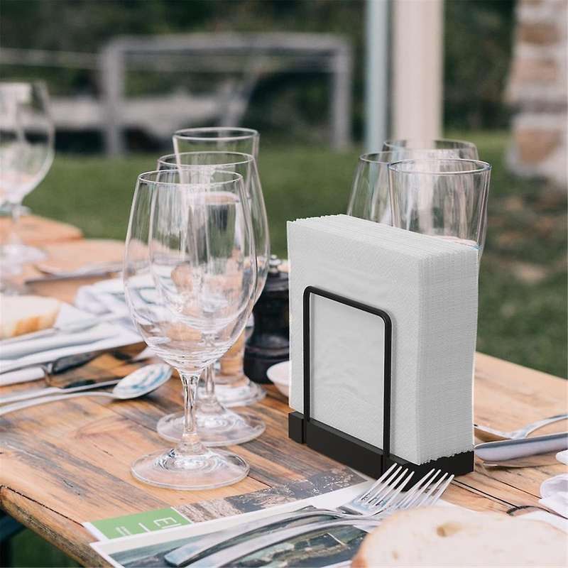 Napkin Holder for Table, Bamboo Iron Standing Napkin Dispenser for Kitchen Dining Farmhouse Cocktail