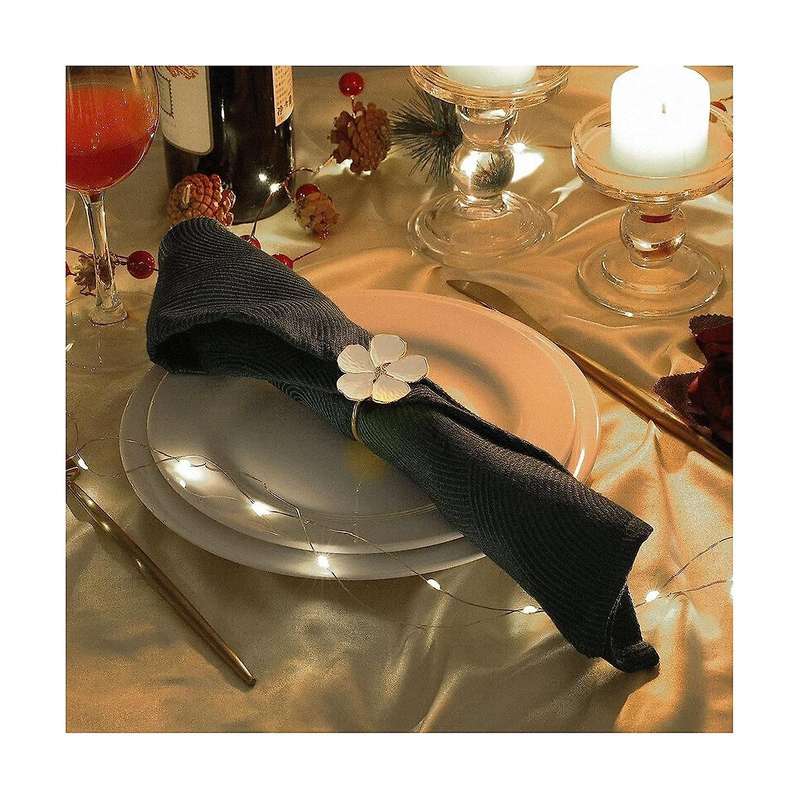 Napkin Rings ,12 Pcs Flowers Napkin Ring Holders Dinner Tables Rings Elegant Ornament Table Setting