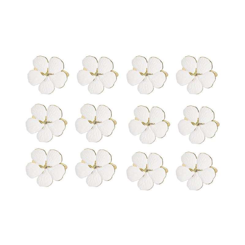 Napkin Rings ,12 Pcs Flowers Napkin Ring Holders Dinner Tables Rings Elegant Ornament Table Setting