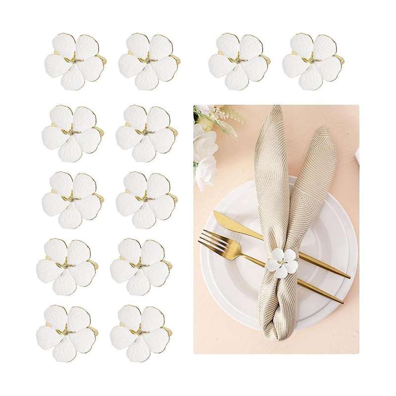 Napkin Rings ,12 Pcs Flowers Napkin Ring Holders Dinner Tables Rings Elegant Ornament Table Setting