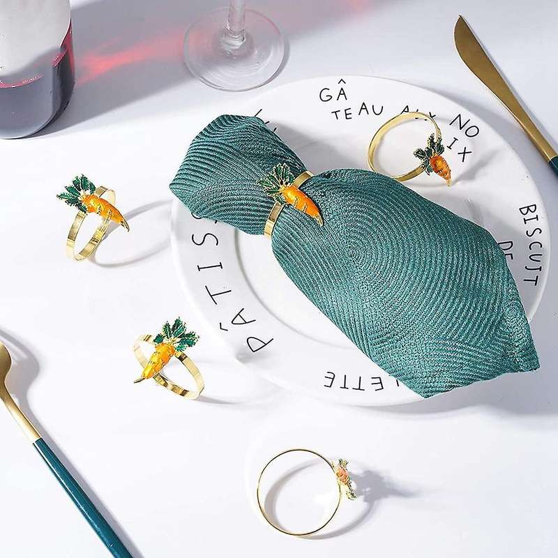 Napkin Rings Carrot Napkin Ring Holders for Dining Table Set of 8 Metal Dinner Tables Setting Decor