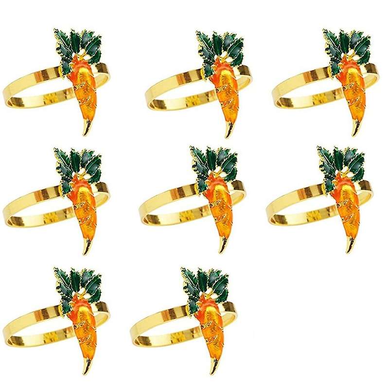 Napkin Rings Carrot Napkin Ring Holders for Dining Table Set of 8 Metal Dinner Tables Setting Decor