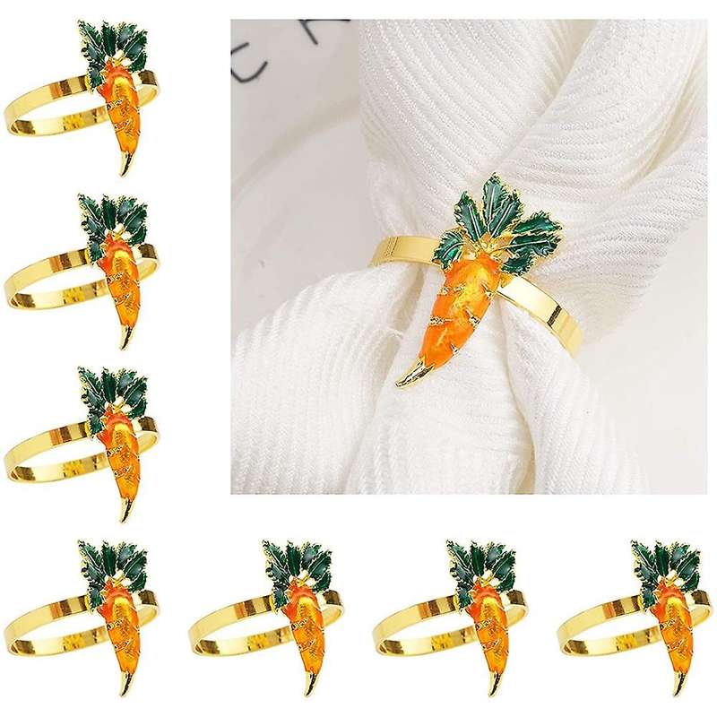 Napkin Rings Carrot Napkin Ring Holders for Dining Table Set of 8 Metal Dinner Tables Setting Decor