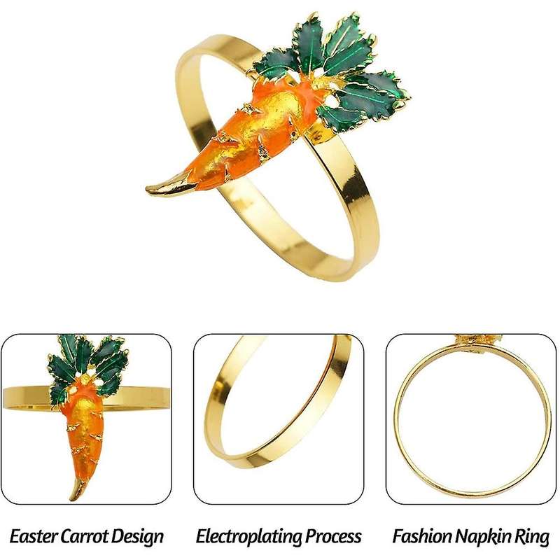 Napkin Rings Carrot Napkin Ring Holders for Dining Table Set of 8 Metal Dinner Tables Setting Decor