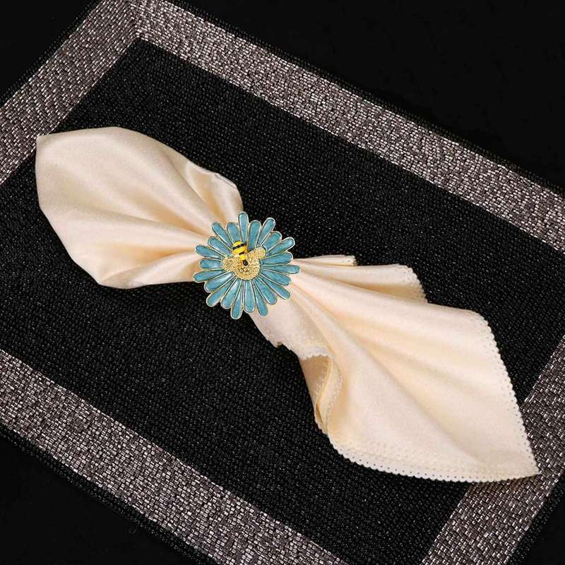 Napkin Ring 4 Piece Set, Exquisite and Cute Little Bee Napkin Holder Ring Table Decoration