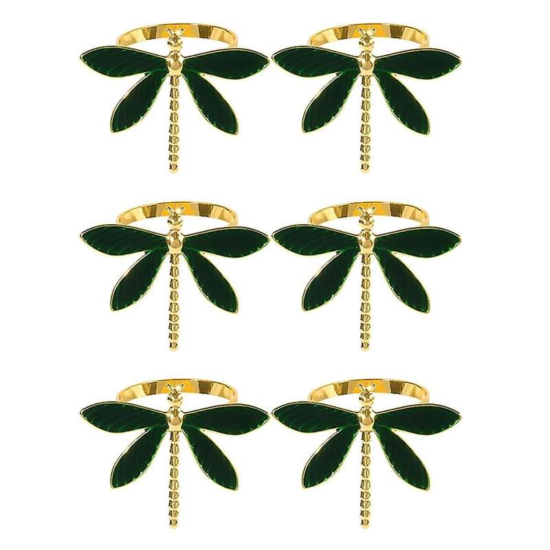 Napkin Rings Set of 6 for Wedding Fathers Day Birthday Metal Dragonfly Napkin Holders for Table Line