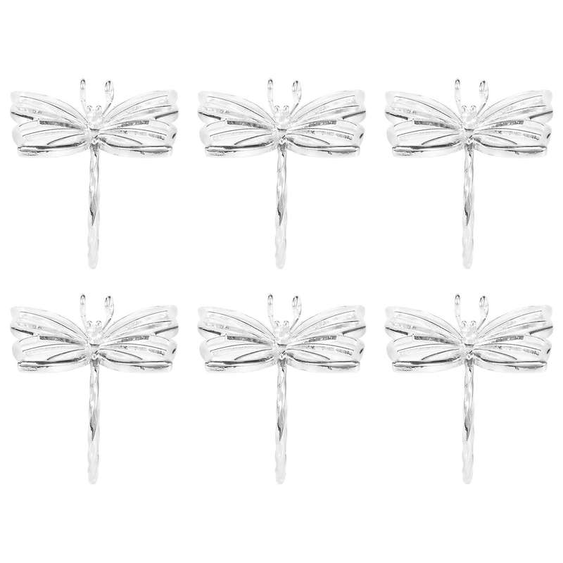Napkin Rings Set Of 6 Serviette Buckle Holder Handmade Decorations for Easter, Family Gathering(sil