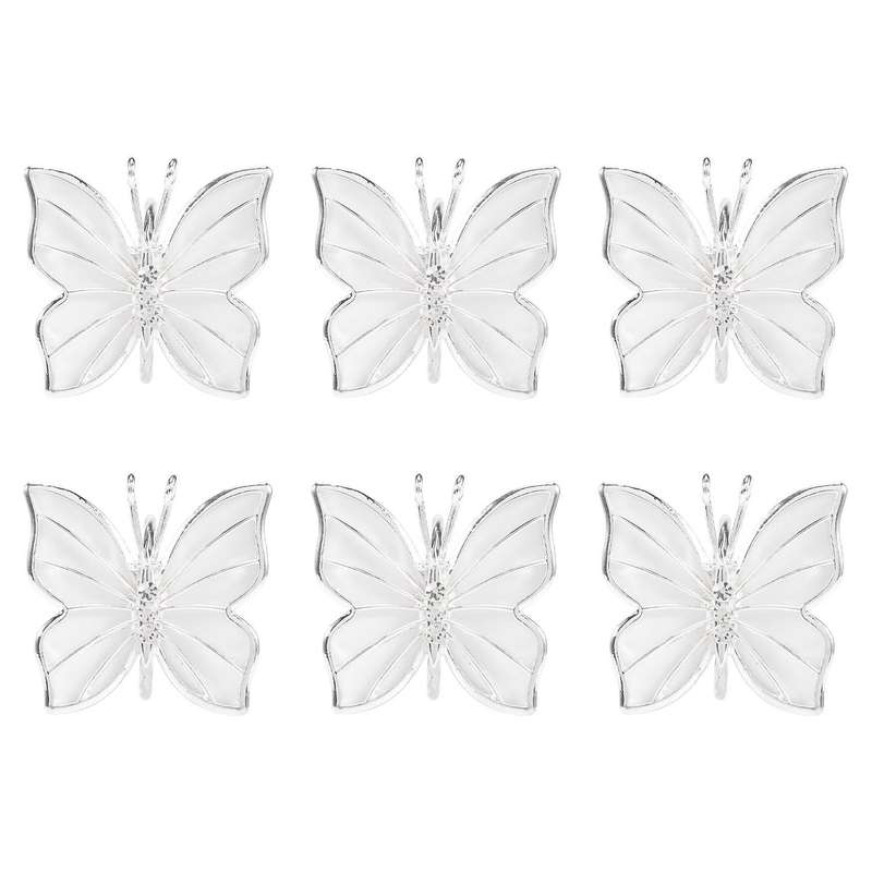 Napkin Rings Set Of 6 Serviette Buckle Holder Handmade Decorations for Easter, Family Gathering(sil
