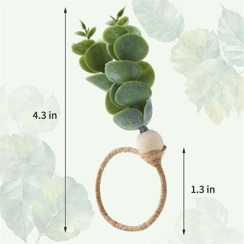 Napkin Rings Set of 12, Spring Napkin Rings, Eucalyptus Leaf Napkin Rings,for Weddings Christmas Pa