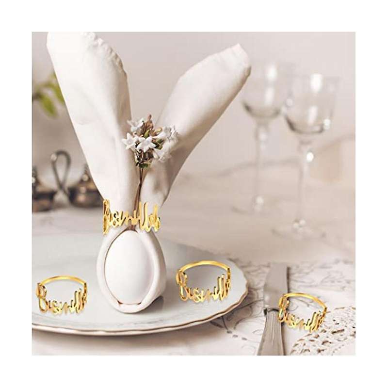 Napkin Rings, Ramadan Napkin Rings Metal Napkin Buckles Golden Table Decoration for Islamic Muslim