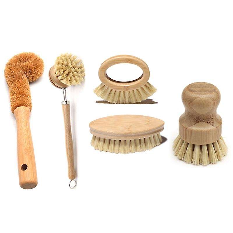 Natural Bamboo Dish Brush Set for Cleaning Dishes,Pans,Pots,Bottles and Vegetables for Cleaning Dish