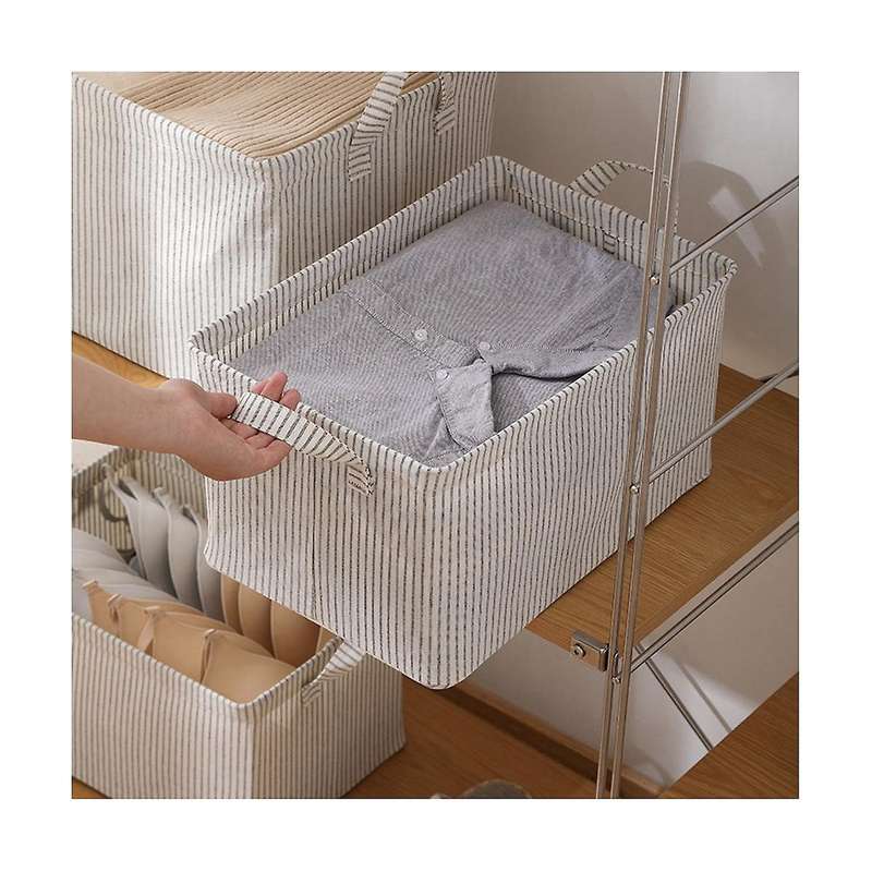 Narrow Storage Bins, Small Baskets for Organizing, Long Storage Basket with Handles, Fabric Storage