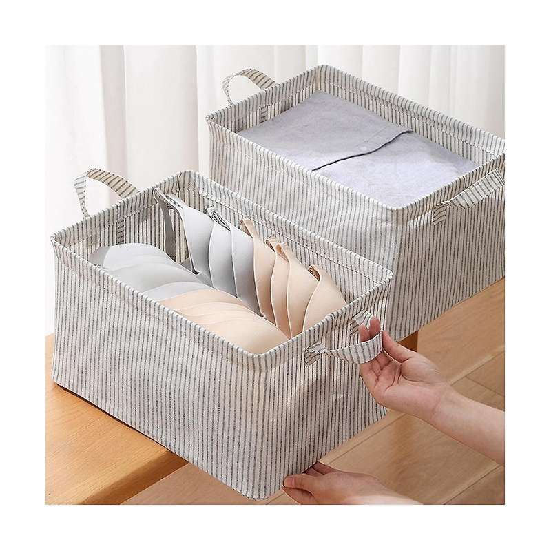 Narrow Storage Bins, Small Baskets for Organizing, Long Storage Basket with Handles, Fabric Storage