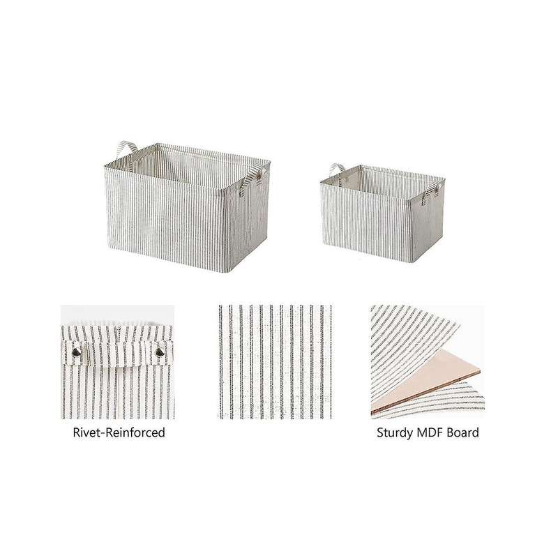 Narrow Storage Bins, Small Baskets for Organizing, Long Storage Basket with Handles, Fabric Storage