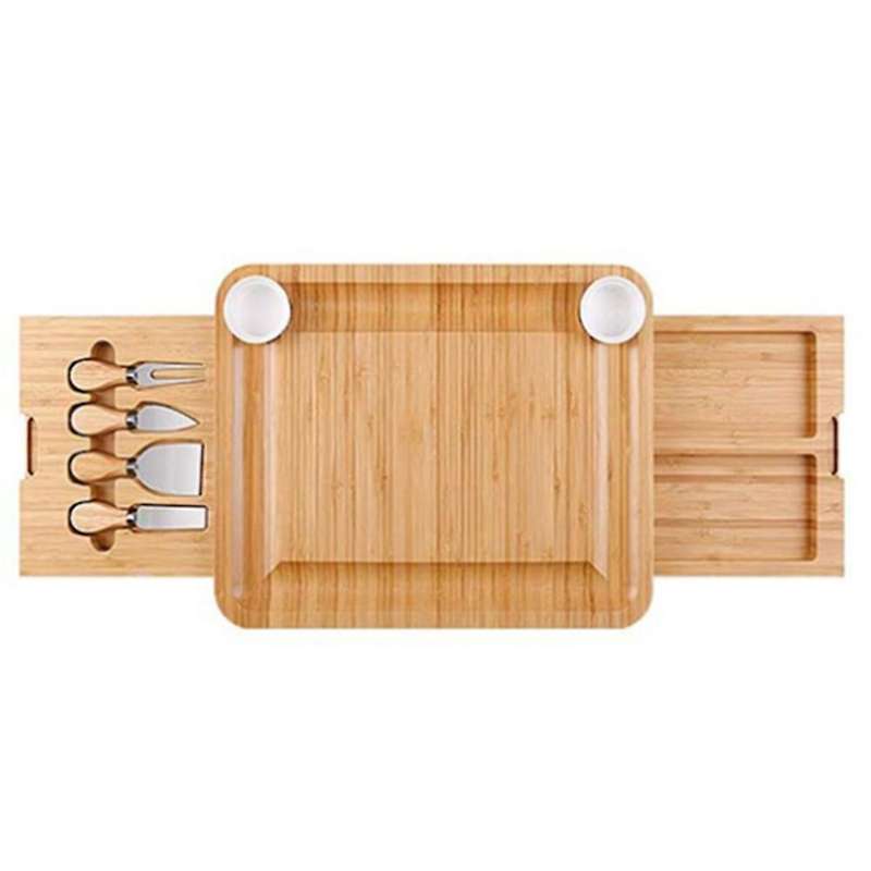 Natural Bamboo Cheese Board and Knife Set with Cheese Tools Cheese Plate Cheese Board Chopping Board