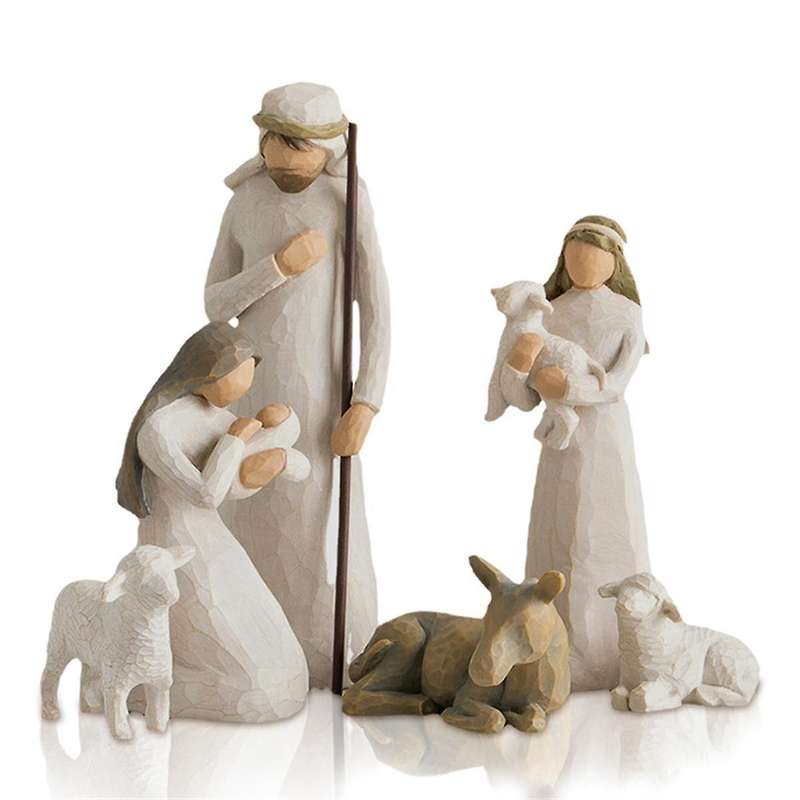 Nativity Figures Plus Three Wisemen, Sculpted Hand-Painted Resin Figurine 10-Piece Set