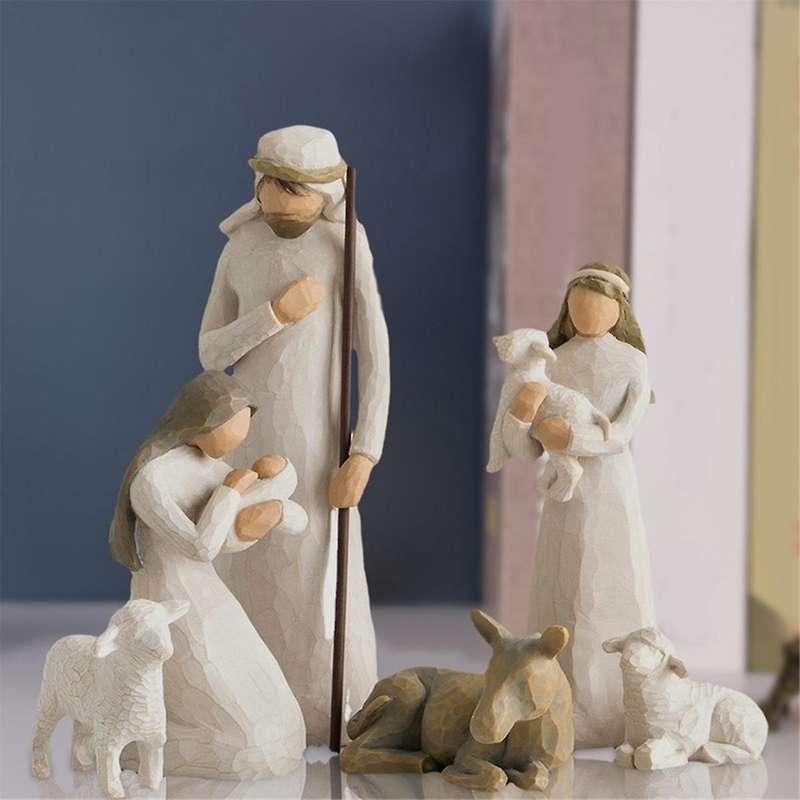 Nativity Figures Plus Three Wisemen, Sculpted Hand-Painted Resin Figurine 10-Piece Set