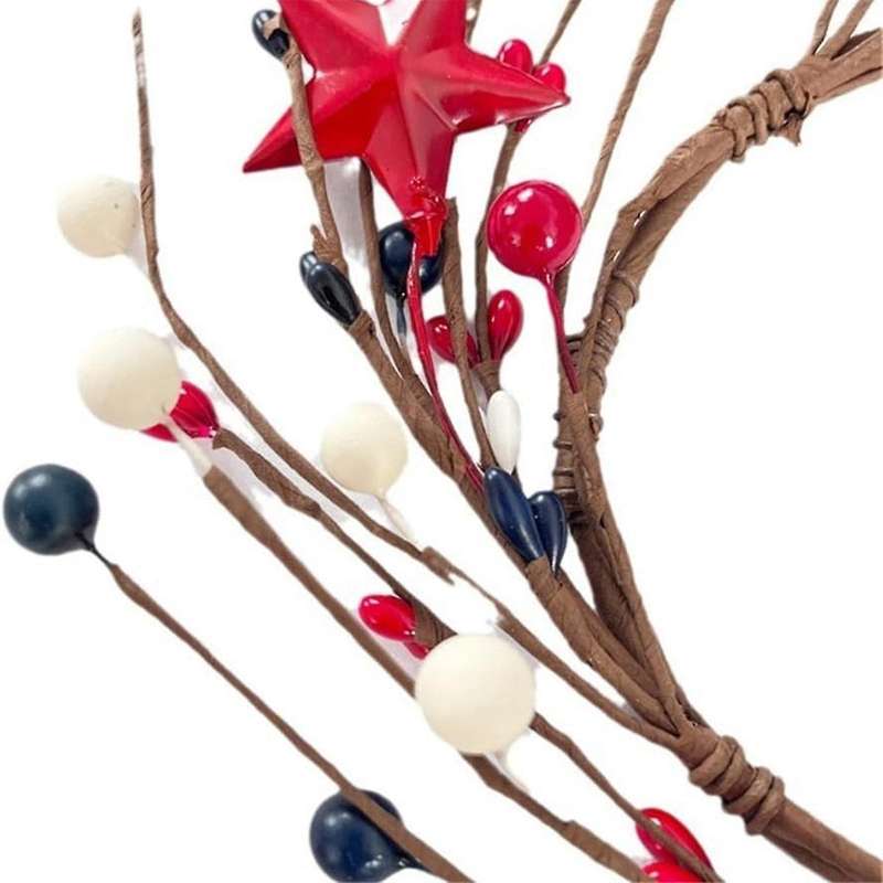 National Day Candle Circle Independence Day Wreath Red White Blue Berry Candle Holder Circle