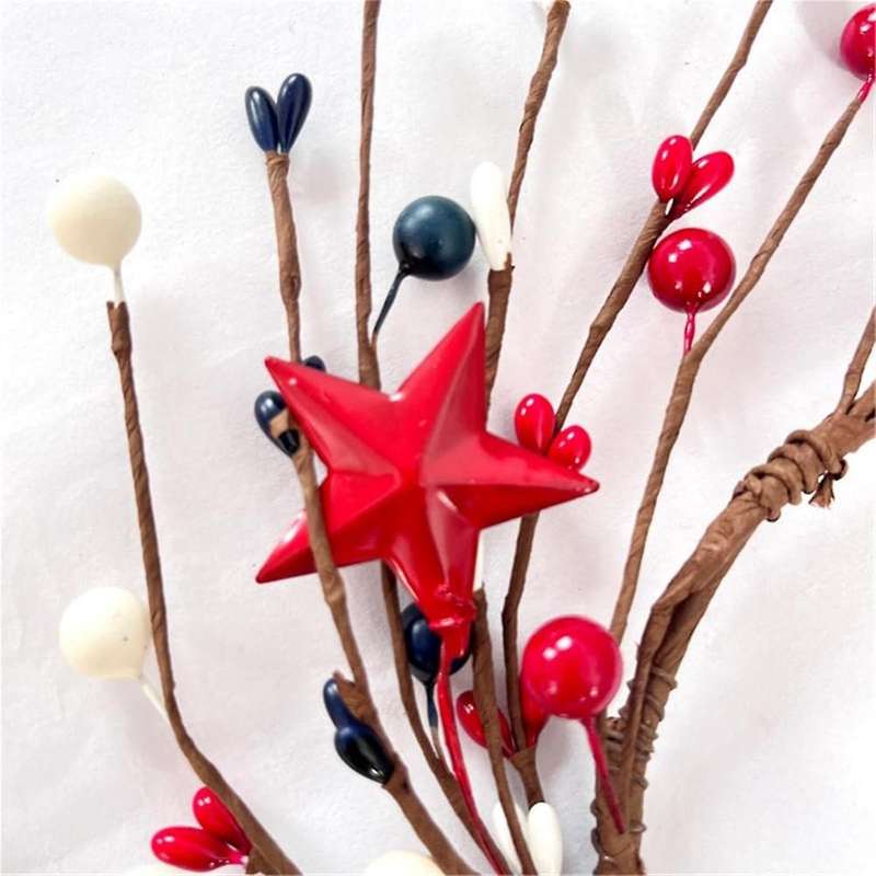 National Day Candle Circle Independence Day Wreath Red White Blue Berry Candle Holder Circle
