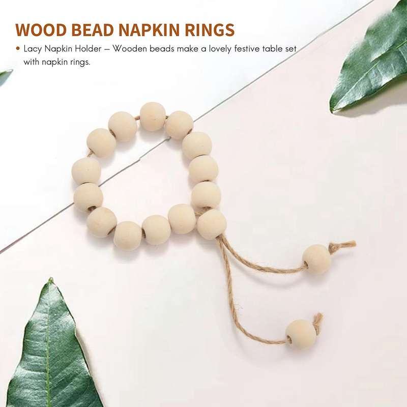 Napkin Rings-Wood Bead Napkin Rings - Natural Rustic Wooden Napkin Holders-Handmade Wooden Beads Na