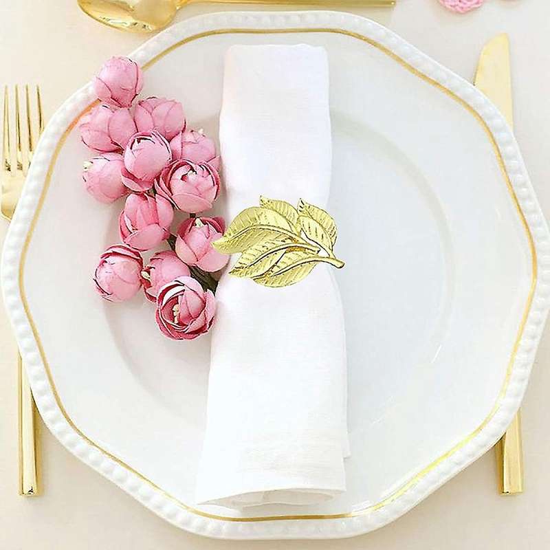 Napkin Rings,napkin Rings Set Of 12,leaf Gold Napkins,wedding Christmas Napkin Rings,party Home Kit