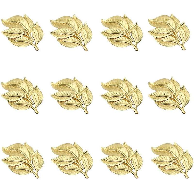 Napkin Rings,napkin Rings Set Of 12,leaf Gold Napkins,wedding Christmas Napkin Rings,party Home Kit