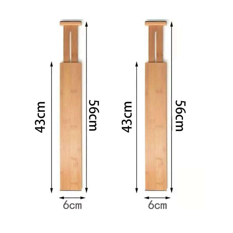 Natural Bamboo Drawer Dividers Drawer Dividers Adjustable (43-56cm) Spring Loaded Drawer Organizer