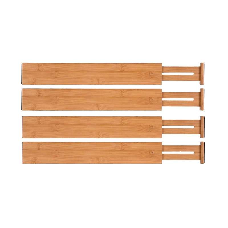 Natural Bamboo Drawer Dividers Drawer Dividers Adjustable (43-56cm) Spring Loaded Drawer Organizer
