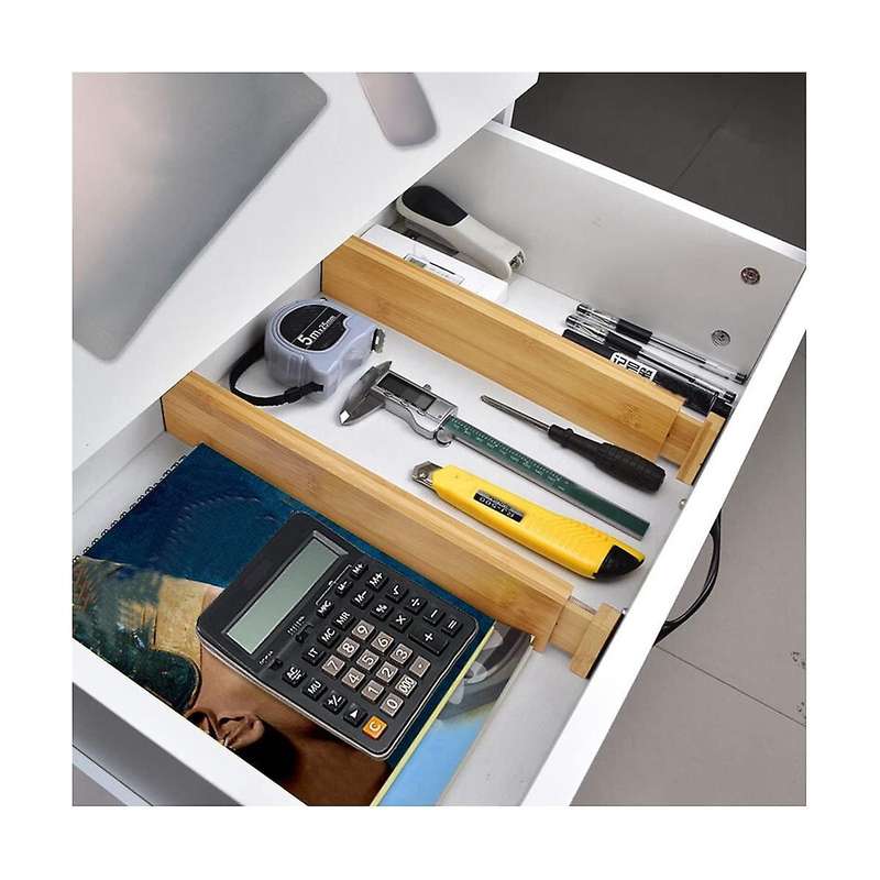 Natural Bamboo Drawer Dividers Drawer Dividers Adjustable (43-56cm) Spring Loaded Drawer Organizer