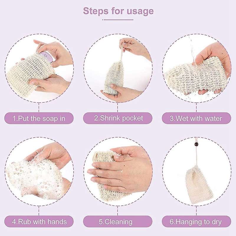 Natural Soap Bag Exfoliating Soap Saver Pouch Bath Pouch Soap Savers for Bar Soap with Drawstring Po