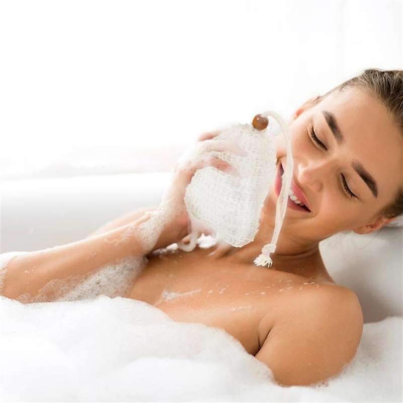 Natural Soap Bag Exfoliating Soap Saver Pouch Bath Pouch Soap Savers for Bar Soap with Drawstring Po