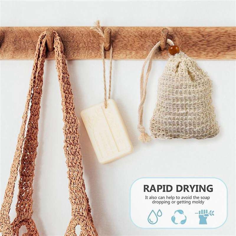 Natural Soap Bag Exfoliating Soap Saver Pouch Bath Pouch Soap Savers for Bar Soap with Drawstring Po