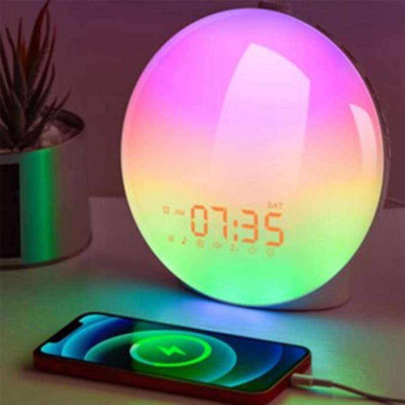 Natural Sunrise Sunset Light Alarm Clock Bedside Sleep Aid Colorful Led Night Light K8 Full Screen