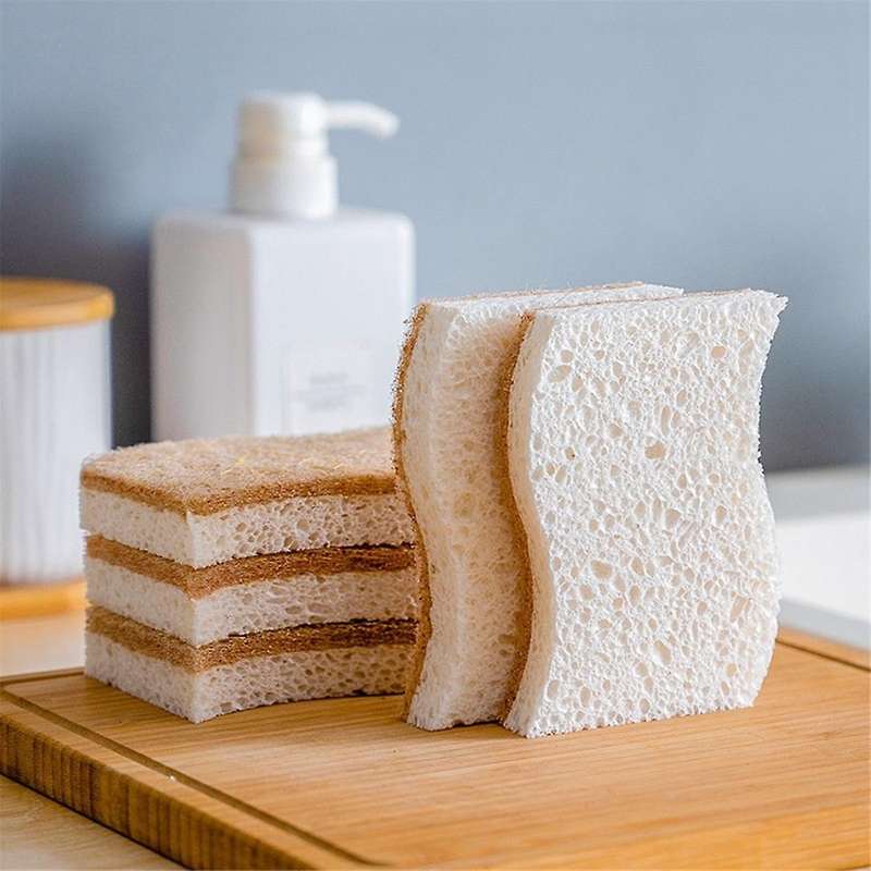 Natural Scrub Sponges Kitchen , Non-scratch Cleaning Sponges for Dishes, Cellulose Sponges Safe On